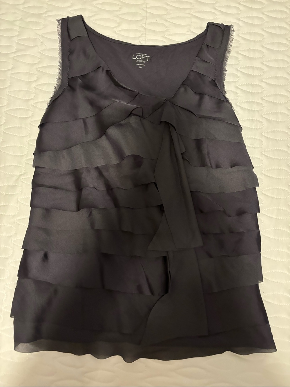 LOFT Charcoal Ruffle Tiered Sleeveless Blouse